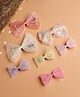 Jewelz Set Of 7 Beads & Sequin Embellished Bow Designed Alligator Hair Clips - Multi Colour