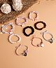 Jewelz Set Of 9 Hearts & Floral Embellished Fruits Designed Rubber Bands - Multi Colour