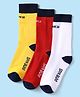 Pine Kids Knit Ankle Length Silvadur Antimicrobial Socks with Text Design Pack of 3 - Yellow Red & White