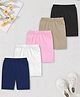 Trampoline Cotton Lycra Pack Of 5 Solid Cycling Sports Shorts - Multi Colour