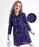 Hola Bonita Knit Full Sleeves Blazer Style Sequinned Top & Skirt Co-Ords Set - Purple