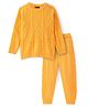 Pine Kids Knit Full Sleeves Sweater Set with Cable Knit Design - Mustard