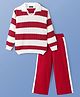 Pine Kids Knit Full Sleeves Sweater Set with Stripes - Red & White