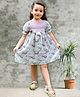 Tiny Twills Rayon Half Puffed Sleeves Floral Printed Dress - Lavender