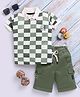 TOONYPORT Cotton Half Sleeves Checked Polo Tee & Shorts Set - Green