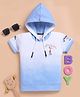 TOONYPORT Cotton Half Sleeves Ombre Hooded Tee - Blue