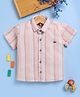 TOONYPORT Cotton Half Sleeves Striped Shirt - Peach