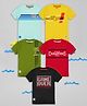 3PIN Cotton Single Jersey Pack Of 5 Half Sleeves Typography Printed Tees - Multi Colour