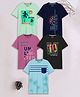 3PIN Cotton Single Jersey Pack Of 5 Half Sleeves Typography Printed Tees - Multi Colour