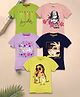 3PIN Cotton Single Jersey Pack Of 5 Half Sleeves Floral & Girls Printed Tees - Multi Colour