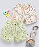 Biskid Sinker Pack Of 2 Floral & Hearts Printed Shorts - Beige Brown & Lemon