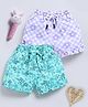 Biskid Sinker Pack Of 2 Floral Printed & Checked Shorts - White Lavender & Sea Green