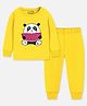 Trampoline Cotton Blend Full Sleeves Panda Patch Embroidered Tee & Joggers Set - Yellow