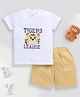 BABY GO Cotton Half Sleeves Baby Tiger Embroidered Tee & Shorts Set - Yellow