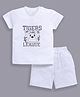 BABY GO Cotton Half Sleeves Baby Tiger Embroidered Tee & Shorts Set - White