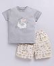 BABY GO Cotton Half Sleeves Crocodile & Floral Printed Tee & Shorts Set - Light Yellow