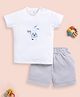BABY GO Cotton Half Sleeves Rabbit Embroidered Tee & Shorts Set - White