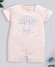 BABY GO Cotton Half Sleeves Teddy Bear Embroidered Romper - Cream