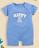 BABY GO Cotton Half Sleeves Teddy Bear Embroidered Romper - Blue