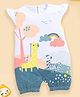 BABY GO Cotton Cap Sleeves Giraffe & Rainbow Printed Romper - White