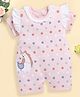 BABY GO Cotton Half Sleeves Polka Dots Printed Unicorn Patch Embroidered Romper - Pink