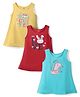 Simply Lycra Knit Sleeveless Animal Printed Frocks Pack of 3 - Turquoise Red & Yellow