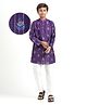 Pine Kids Woven Full Sleeves Kurta Pyjama Set With Floral Print - Purple