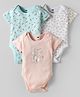 Simply Interlock Knit Half Sleeves Floral Printed Onesies Pack of 3 - Peach Light Blue & White