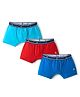 Pine Kids Cotton Elastane Knit Solid Colour Trunks Pack Of 3 - Light Blue Navy Blue & Red