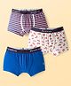 Pine Kids Cotton Elastane Knit Trunks with Stripe & Vehicle Print Pack of 3 (Colour May Vary)
