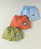 Simply Sinker Knit Knee Length Shorts with Racer Print Pack of 3 - Orange Blue & Olive Green