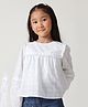 One Friday Cotton Full Sleeves Abstract Motifs Embroidered Tops - Off White