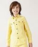 One Friday 100% Cotton Full Sleeves Solid Loose Fit Shirt - Yellow