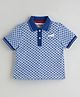 One Friday Cotton Half Sleeves Floral Printed Polo Tee - Blue