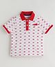 One Friday Cotton Half Sleeves Nautical Theme Printed Polo Tee - Red