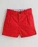 One Friday 100% Cotton Solid Shorts - Red