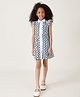 One Friday Cotton Cap Sleeves Geometric Shape Printed Shirt Style Dress - MultiColour