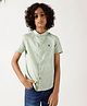 One Friday 100% Cotton Half Sleeves Solid Shirt - Mint