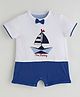 One Friday 100% Cotton Half Sleeves Yacht Embroidered Romper - Multi Colour