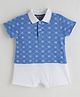 One Friday 100% Cotton Half Sleeves Nautical Theme Printed Mock Style Polo Tee Designed Onesie - Multi Colour