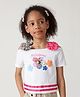 One Friday Cotton Half Sleeves Floral Printed Bow Applique Detailed Top - White
