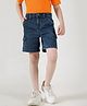 One Friday Cotton Denim Solid Shorts - Blue