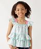 One Friday Cap Sleeves Tropical Theme Printed Layered Top - Green