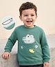 Mark & Mia Terry Knit Full Sleeves Sweatshirts with Crocodile Patch Applique & Pocket Deatiling - Mint