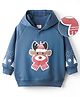 Mark & Mia Terry Knit Full Sleeves Hooded Sweatshirt With Applique - Navy Blue