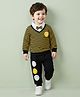 Mark & Mia Terry Knit Full Sleeves T-Shirt & Lounge Pant Set With Graphics & Bow Detailing - Multicolour