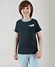 One Friday Cotton Half Sleeves Solid Tee - Navy Blue