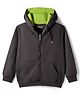Pine Kids Knit Full Sleeves Solid Color Hooded SweatJacket with Kangaroo Pocket - Black