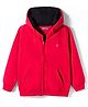 Pine Kids Knit Full Sleeves Solid Color Hooded SweatJacket with Kangaroo Pocket - Red