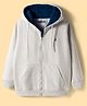 Pine Kids Knit Full Sleeves Solid Color Hooded SweatJacket with Kangaroo Pocket - Light Grey